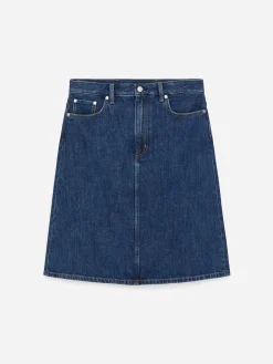A-Linien-Midirock aus Denim