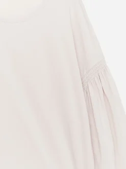Baumwollbluse mit Ballonärmeln