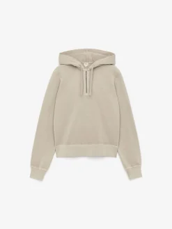 Baumwoll-Kapuzenpullover mit kurzem Reißverschluss