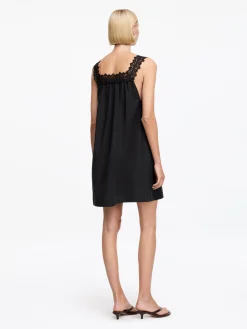 Baumwollkleid mit Spitzenbesatz