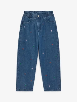 Bestickte Paperbag-Jeans