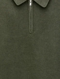 Doubleface-Pullover mit kurzem Reißverschluss