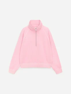 French-Terry-Sweatshirt mit kurzem Reißverschluss