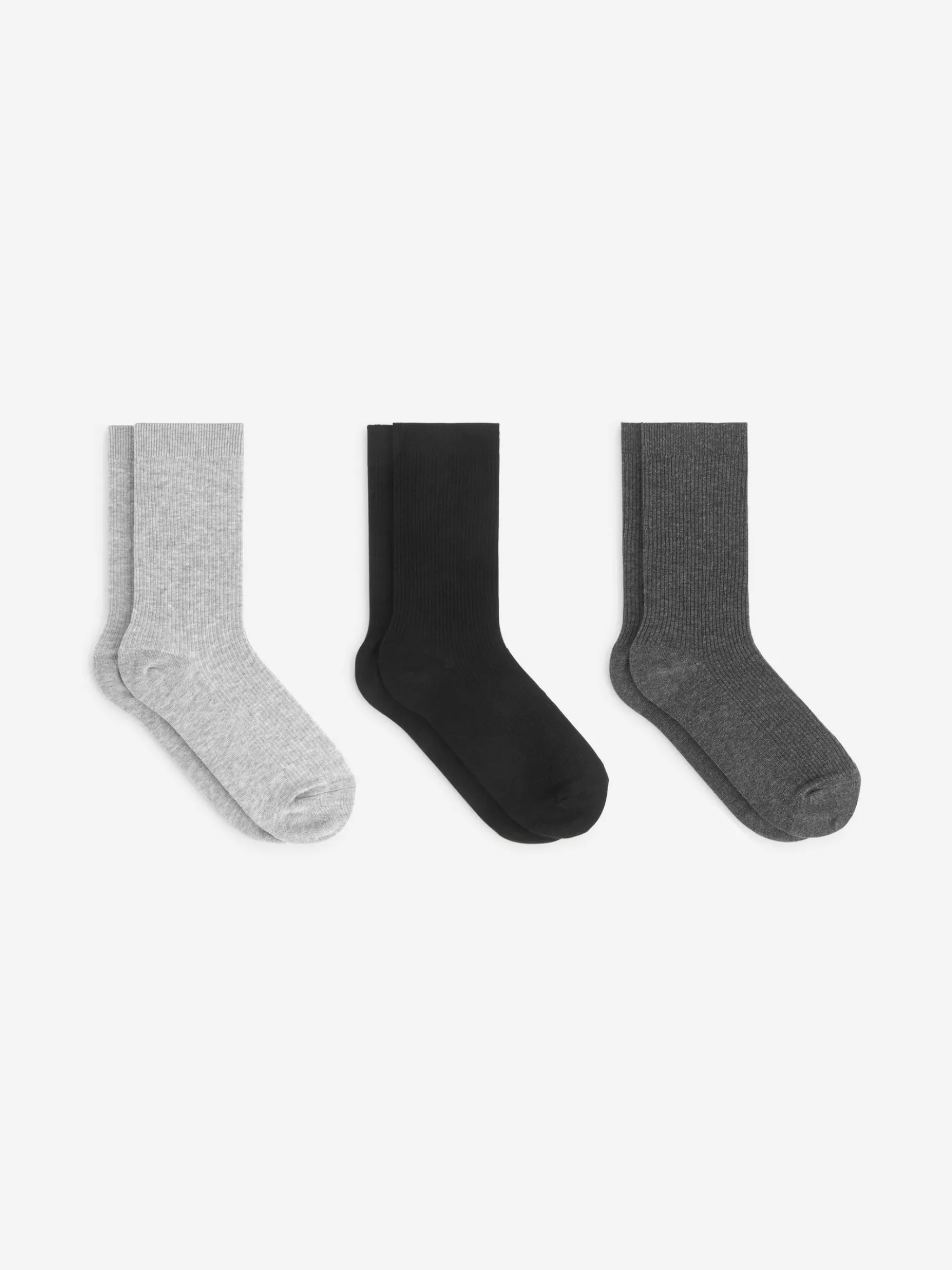Gerippte Baumwollsocken, 3er-Pack