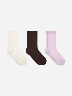 Gerippte Baumwollsocken, 3er-Pack