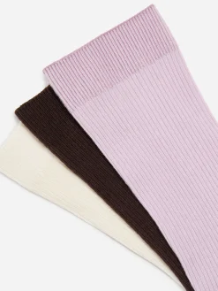 Gerippte Baumwollsocken, 3er-Pack