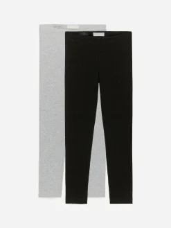 Gerippte Jersey-Leggings, 2er-Set