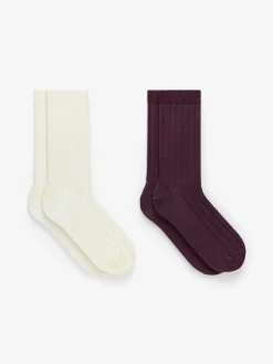 Gerippte Socken aus Seidenmischung