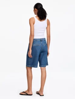 Jeansshorts mit Bundfalten