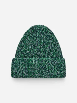 Marmorierte Strickbeanie aus Baumwolle